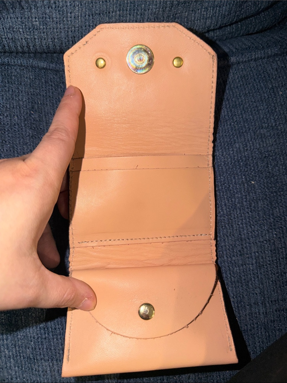 R. Riveter Blush Pink Leather Card Wallet - Picture 2 of 3